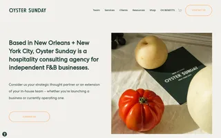 Oyster Sunday homepage website preview
