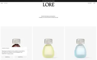 LORE homepage website preview