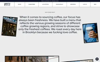 Variety Coffee homepage website preview