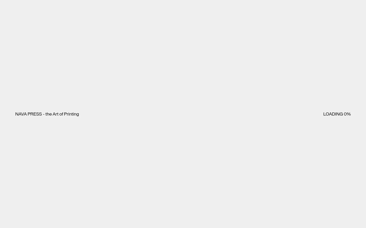 The desktop About Us page features a minimalist design with a white background and elegant black serif typography. The layout consists of centered headlines and text blocks interspersed with large, high-quality imagery showcasing luxury printing details, such as textured paper and gold finishes. The navigation is clean, emphasizing the company's heritage and prestige through ample whitespace.