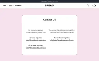 Bread Beauty Supply homepage website preview