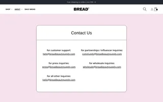 Bread Beauty Supply homepage website preview
