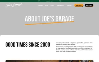 Joe's Garage homepage website preview