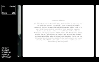 Sid Gentle homepage website preview