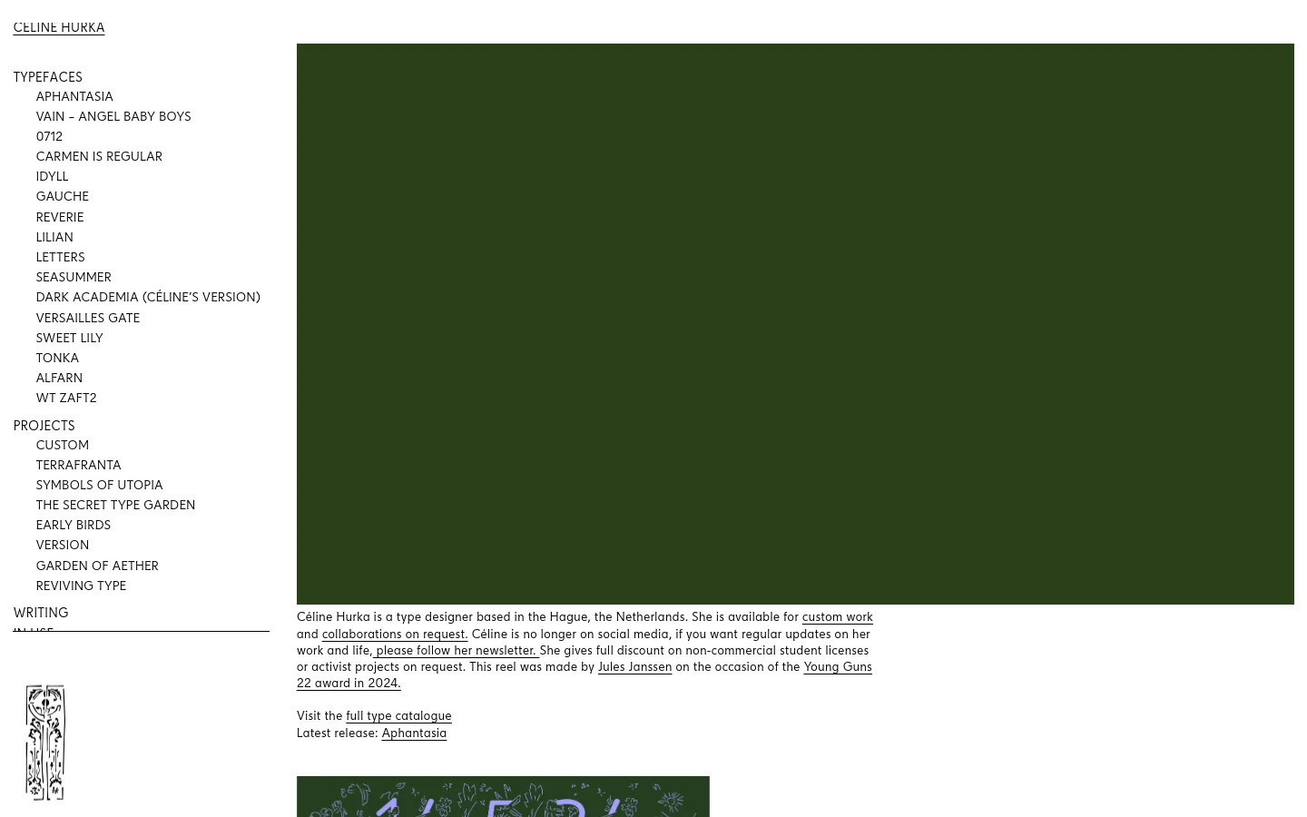 Céline Hurka Home / Landing desktop website screenshot