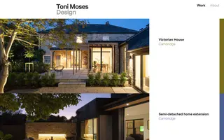 Toni Moses Design homepage website preview