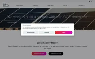 Svea Solar homepage website preview