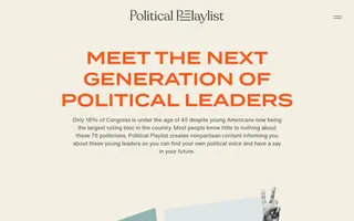 Political Playlist homepage website preview