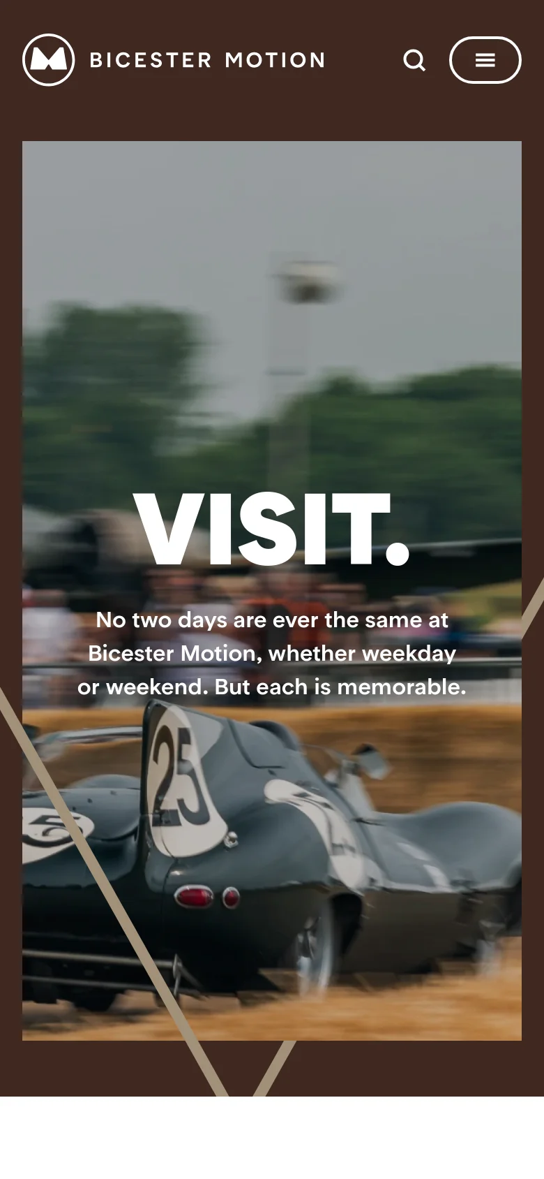 Bicester Motion About Us mobile website screenshot