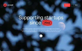 Le Camp homepage website preview