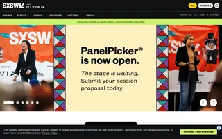 SXSW homepage website preview