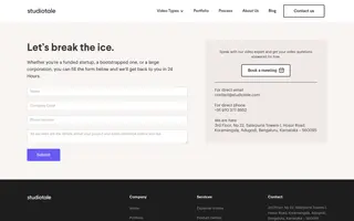 Studio Tale homepage website preview