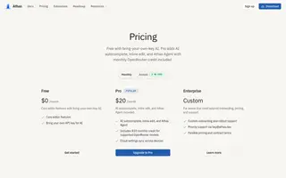 Athas homepage website preview