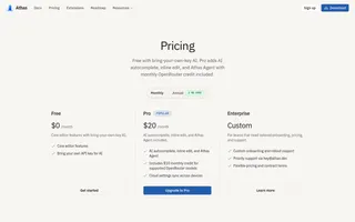 Athas homepage website preview