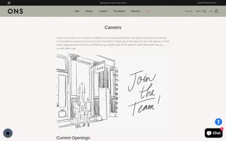 ONS Clothing homepage website preview