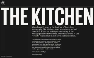 The Kitchen homepage website preview