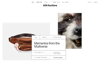 A24 Auctions homepage website preview