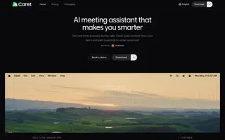 Caret homepage website preview