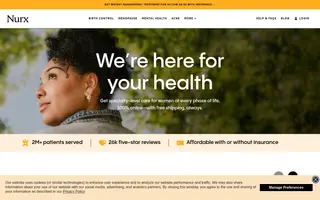 Nurx homepage website preview