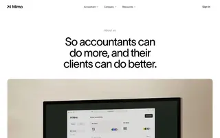 Mimo homepage website preview
