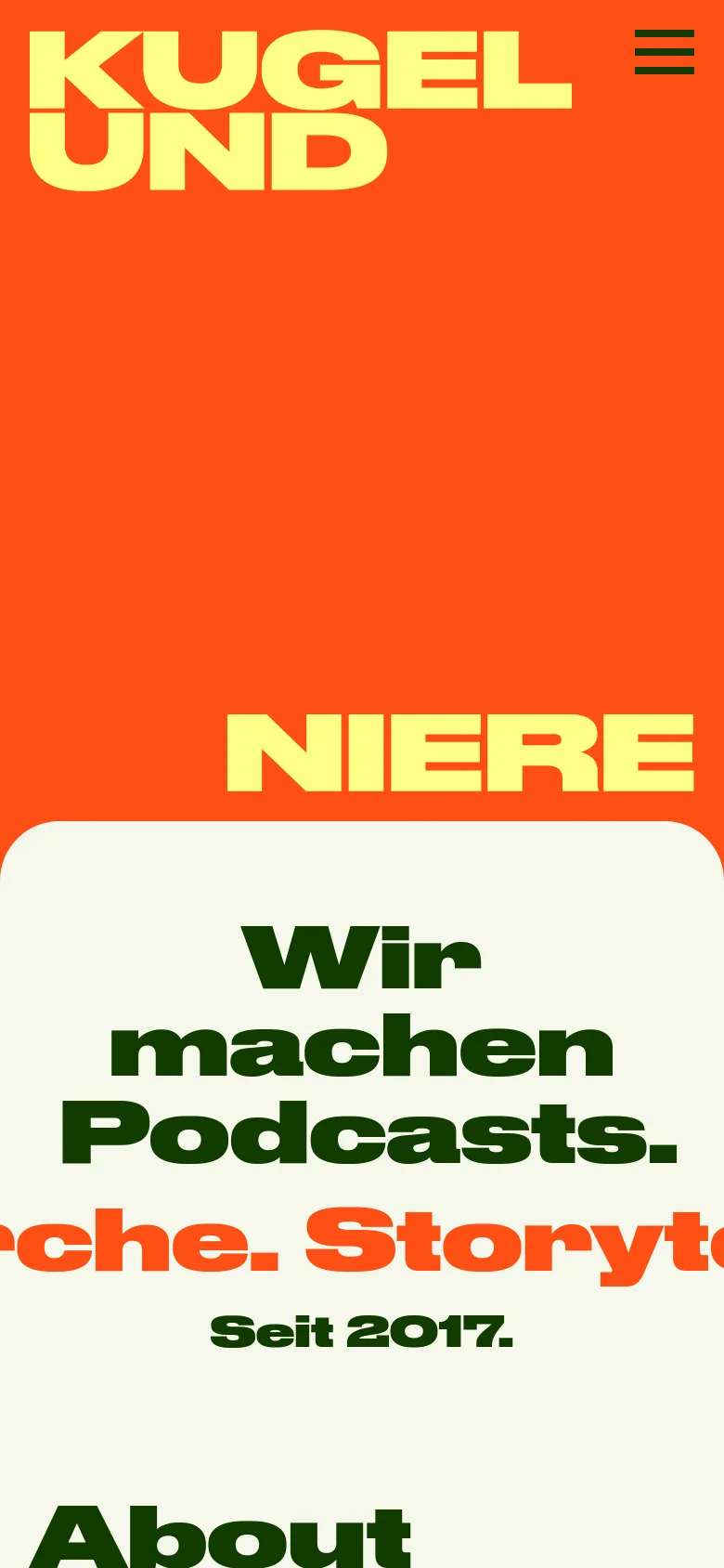 Kugel und Niere homepage mobile website screenshot