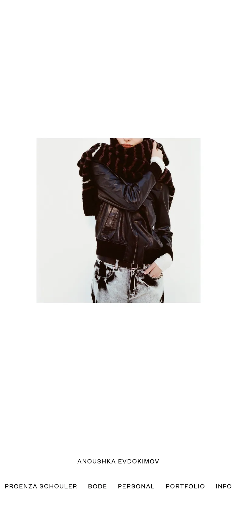 Anoushka Evdokimov Home / Landing mobile website screenshot