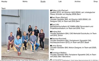 Studio Heyday homepage website preview