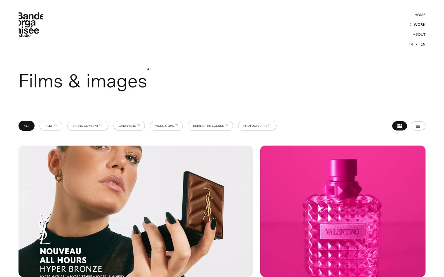 Bande Organisée Portfolio desktop website screenshot