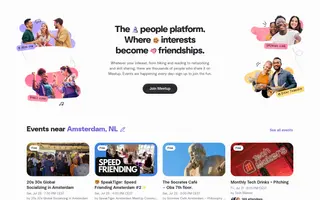 Meetup homepage website preview