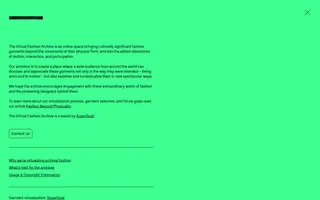 The Virtual Fashion Archive homepage website preview