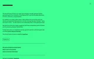 The Virtual Fashion Archive homepage website preview