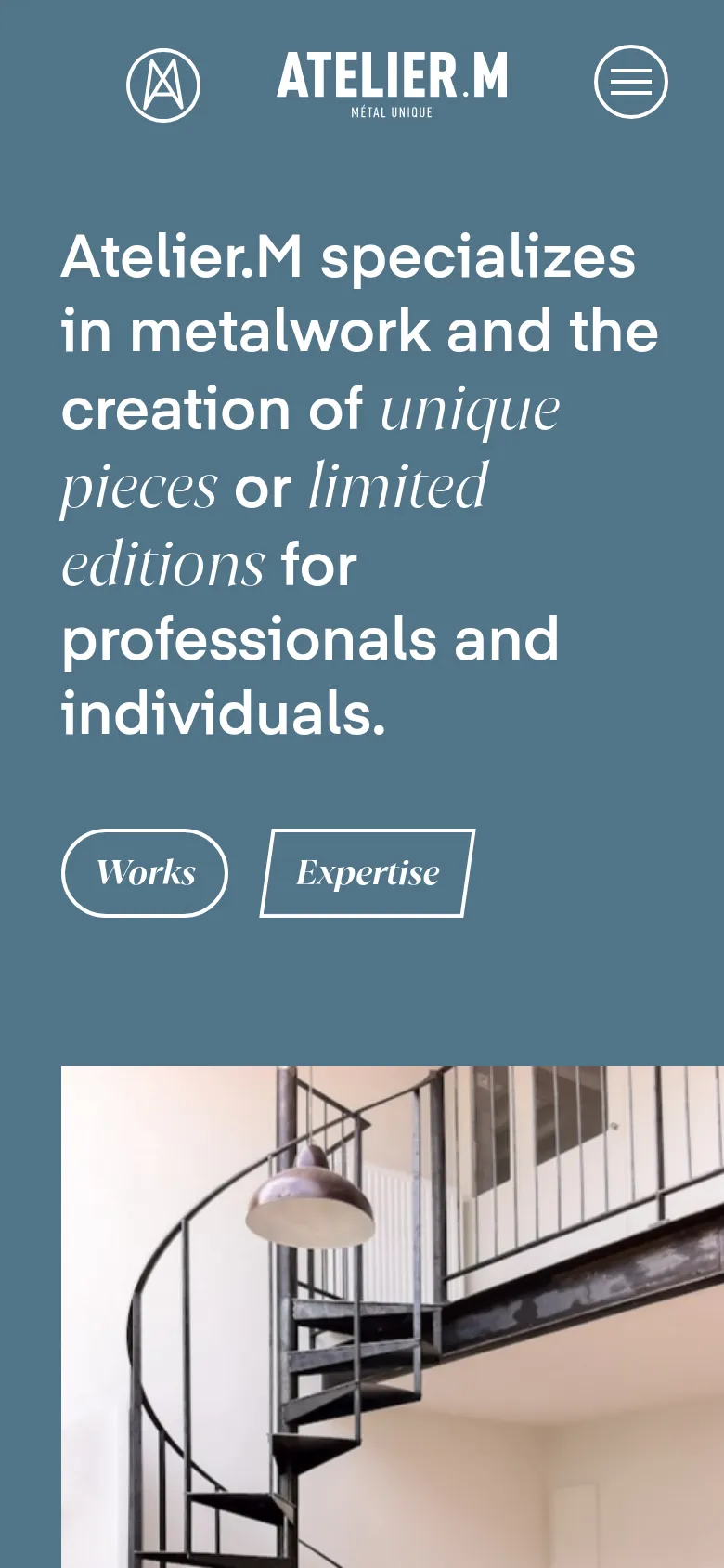 Atelier.M Home / Landing mobile website screenshot