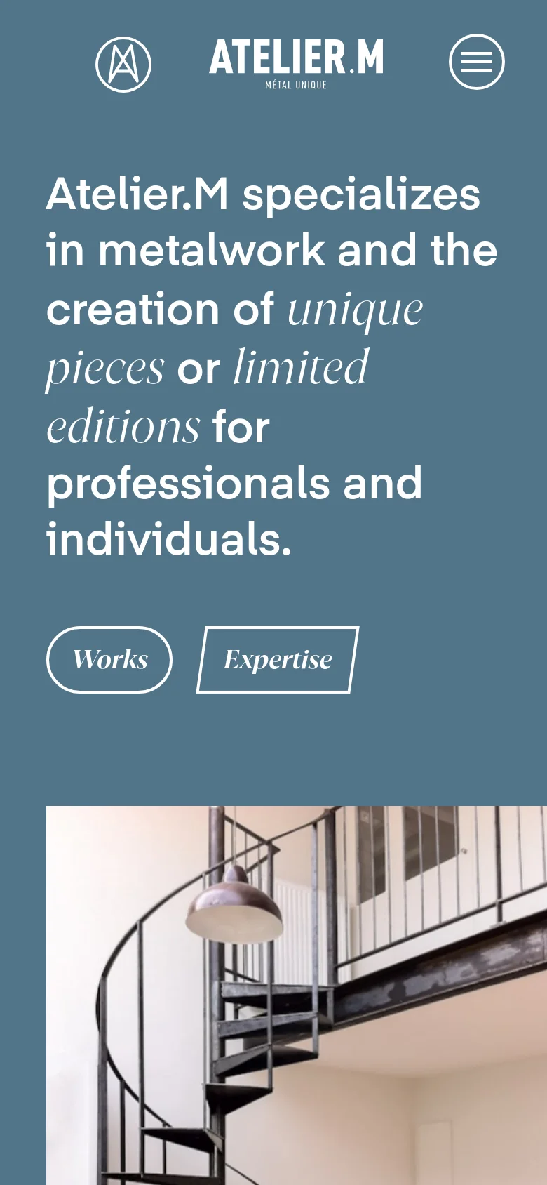 Atelier.M homepage mobile website screenshot