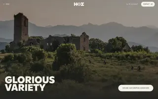 H+I Adventures homepage website preview