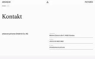 Arkanum Pictures homepage website preview