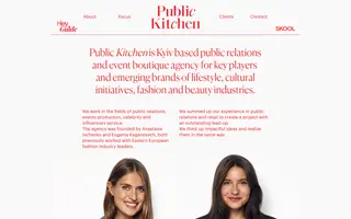 Public Kitchen homepage website preview