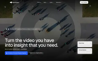 traceVision homepage website preview