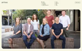 Airtree homepage website preview