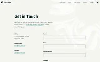Envy Labs homepage website preview
