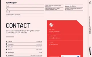 Tyler Galpin homepage website preview