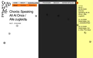 Shedhalle homepage website preview
