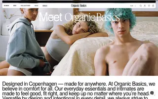Organic Basics homepage website preview