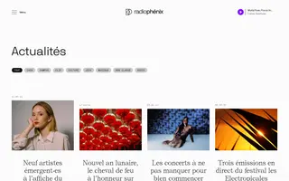 Radio Phénix homepage website preview