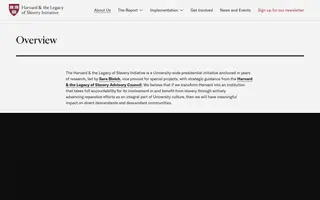 Harvard & the Legacy of Slavery homepage website preview
