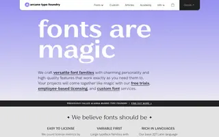Arcane Type Foundry homepage website preview