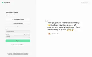 Supabase homepage website preview