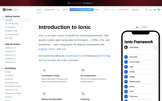 Ionic homepage website preview