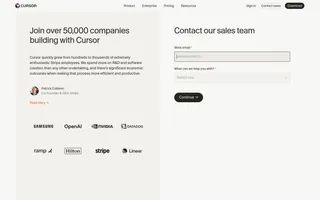 Cursor homepage website preview