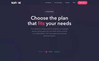 Kohost homepage website preview