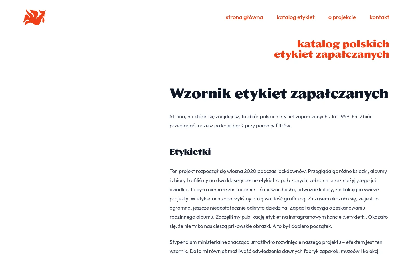 Etykietki.co About Us desktop website screenshot